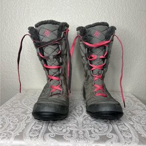 Pink and Gray Columbia Waterproof Snow Boots, Women’s Size 6